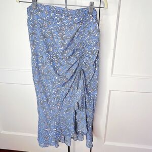 Max Studio Blue Floral High Low Midi Skirt Size Medium Nwt